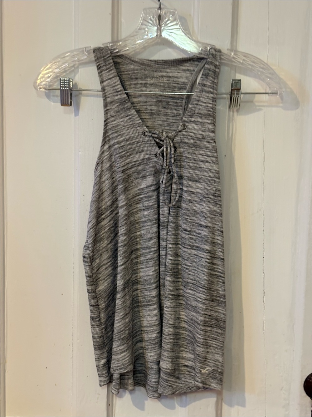 Hollister Gray Marled Lace-Up Knit Tank